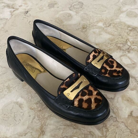 MICHAEL Michael Kors Shoes - Michael Kors Leather & Leopard Print Pony Hair Loafers